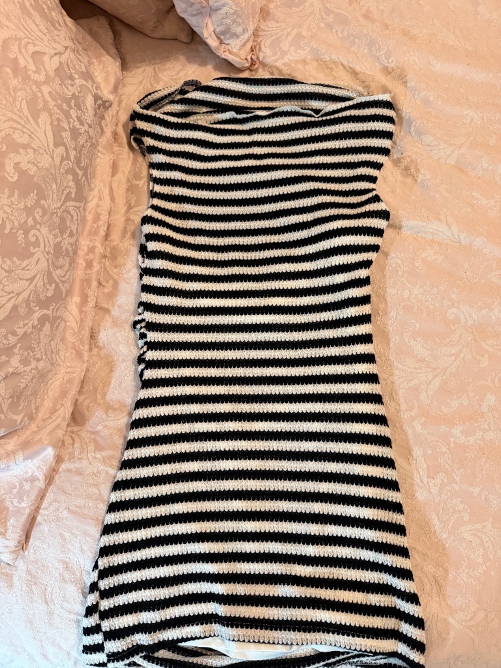 NEW! SHEIN SIZE X-LARGE XL COWL NECK STRIPED DRESS BLACK WHITE LOT6398